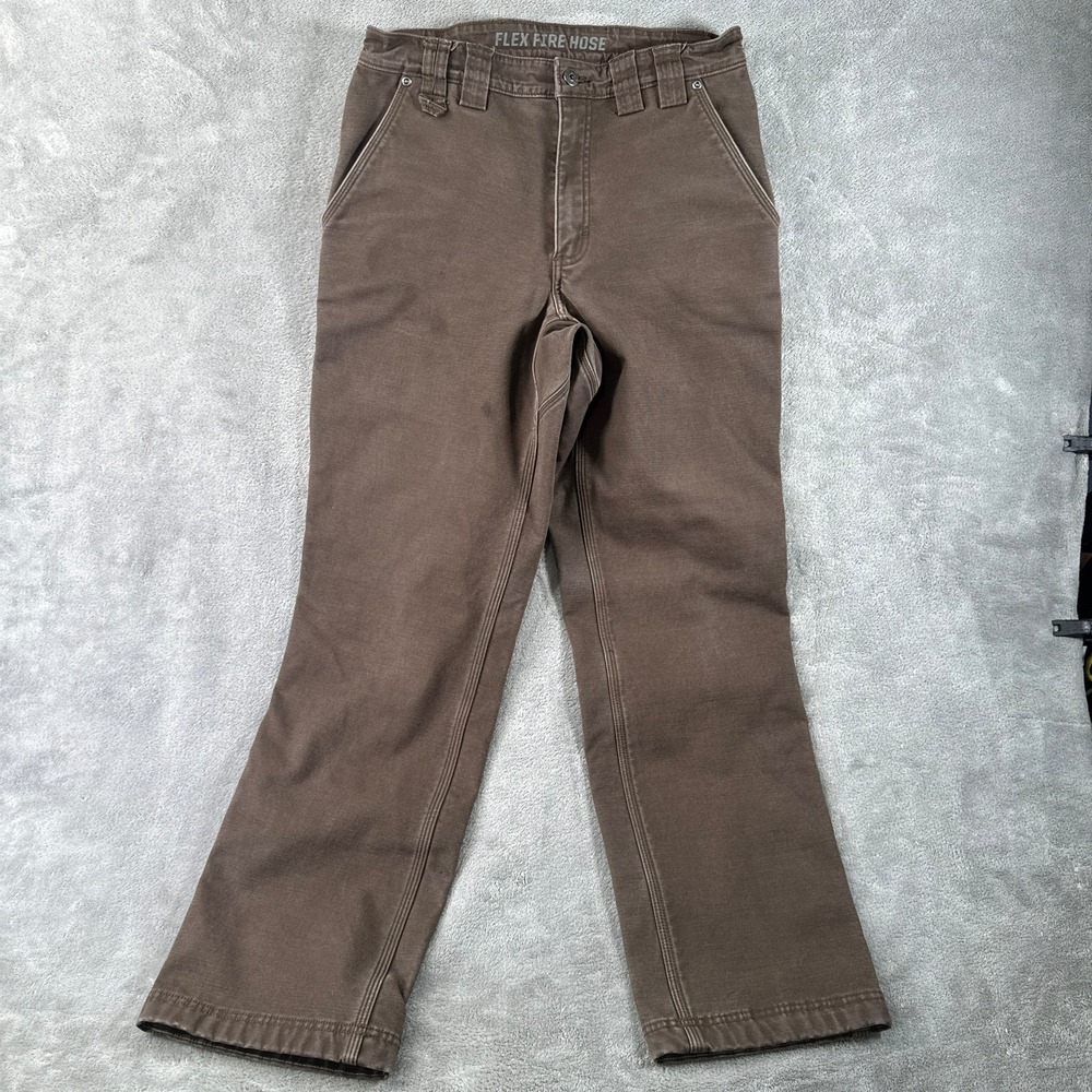 Duluth Trading Co Pants Mens 32x32 Flex Fire Hose Brown Fleece Lined Workwear